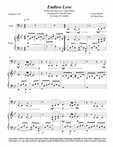 Endless Love (arr. James M. Guthrie, ASCAP)