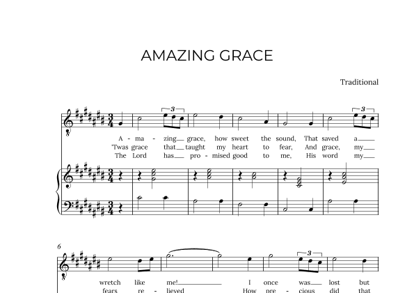 AMAZING GRACE - for piano and tenor in C# major (arr. Alex Nunes Rodrigues)