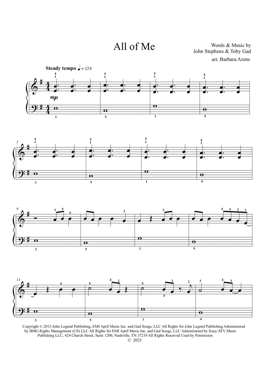 All Of Me (arr. Barbara Arens)