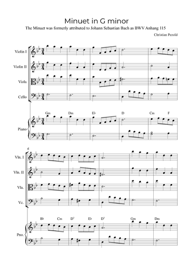 Minuet In G minor (with piano and chords) (arr. Alex Nunes Rodrigues)
