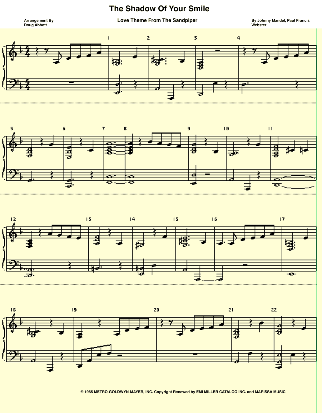 The Shadow Of Your Smile (arr. Doug Abbott)