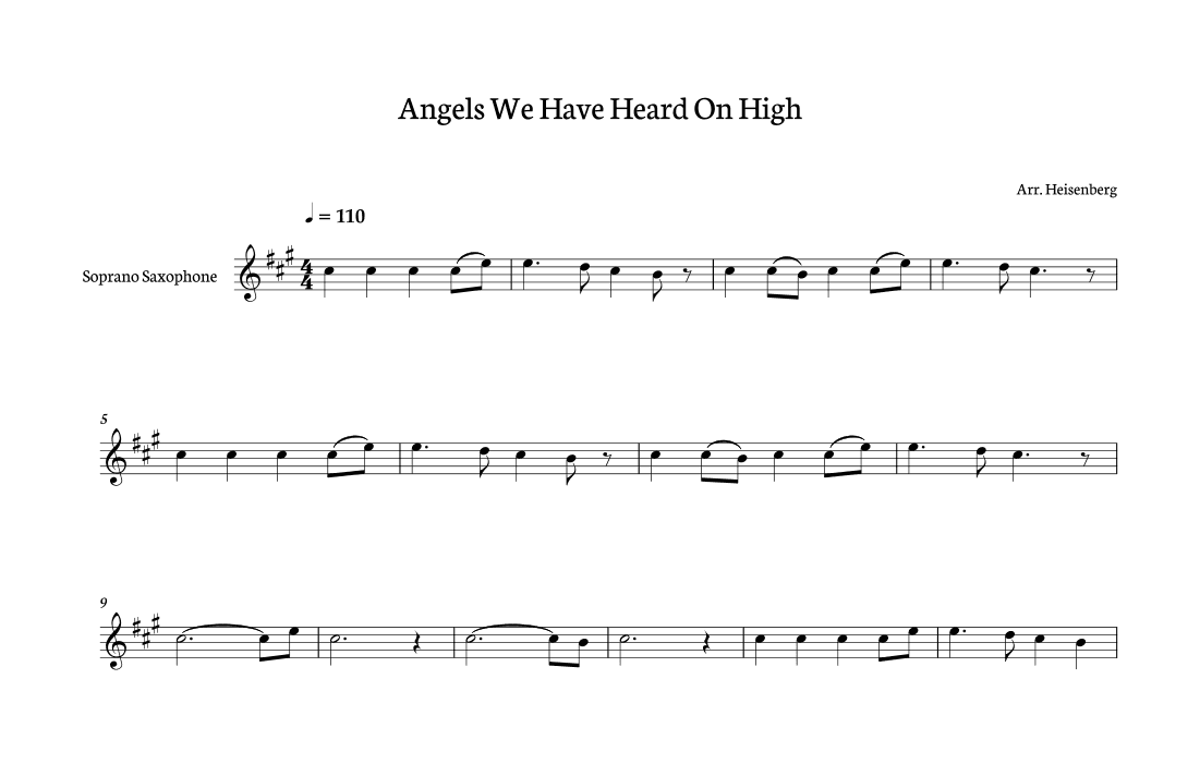 Christmas Song - Angels We Have Heard on High for Soprano Sax (arr. Heisenberg)