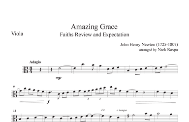 Amazing Grace (Violin & Viola duet) Viola part (arr. Nick Raspa)