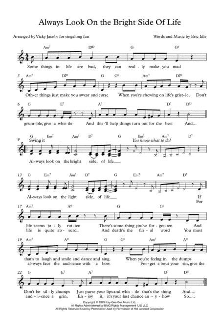 Always Look On The Bright Side Of Life (arr. Vicky Jacobs)