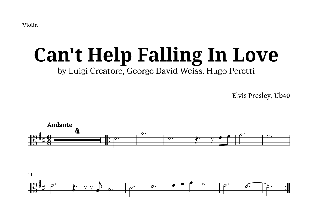 Can't Help Falling In Love (arr. Langanho)