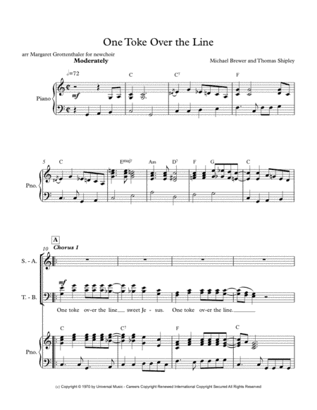 One Toke Over The Line (arr. Margaret Grottenthaler for newchoir)
