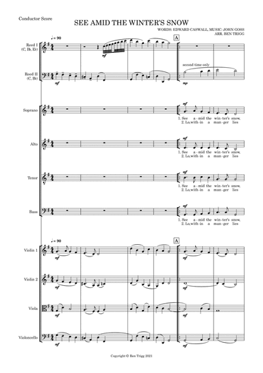 See Amid The Winter's Snow – SATB, String 4tet and flexible woodwind – Score and parts (arr. Ben Trigg)