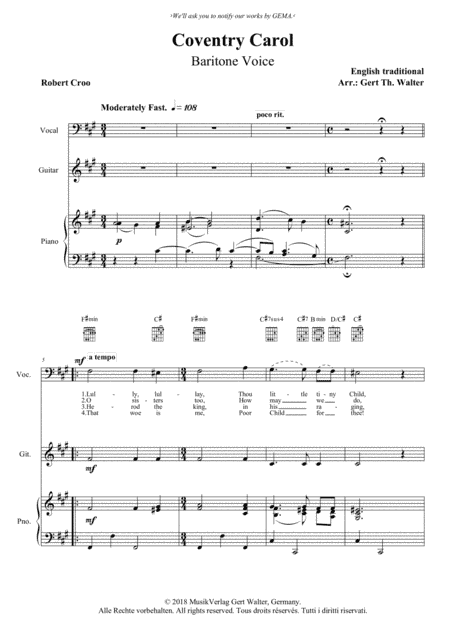 Coventry Carol (arr. Gert Th. Walter)
