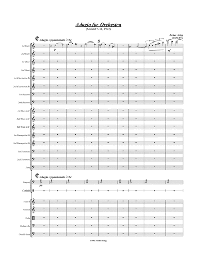 Adagio for Orchestra Score and Parts