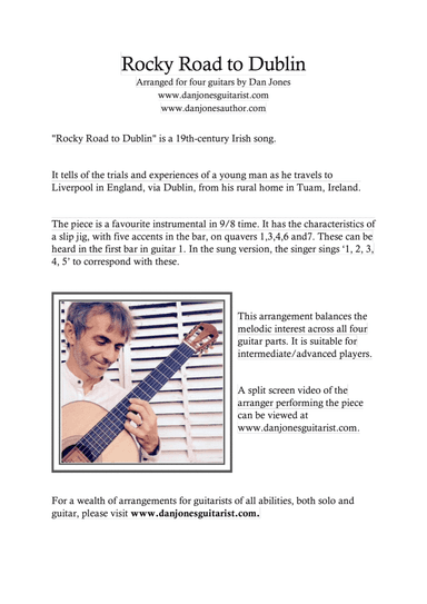 Rocky Road to Dublin for Guitar Quartet (arr. Dan Jones (www.danjonesguitarist.com))