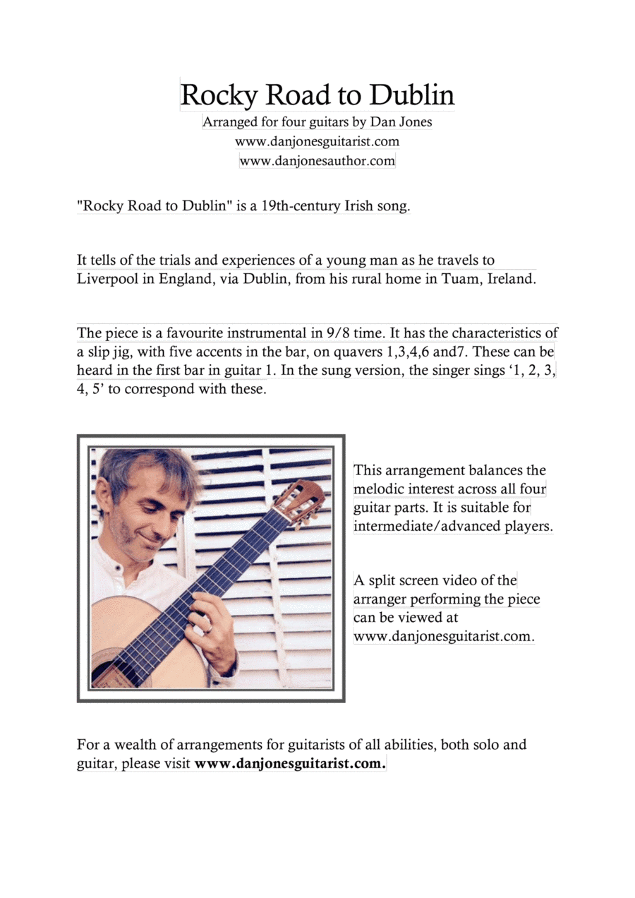 Rocky Road to Dublin for Guitar Quartet (arr. Dan Jones (www.danjonesguitarist.com))