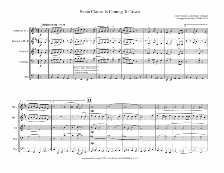 Santa Claus Is Comin' To Town (arr. Dean Mounts)