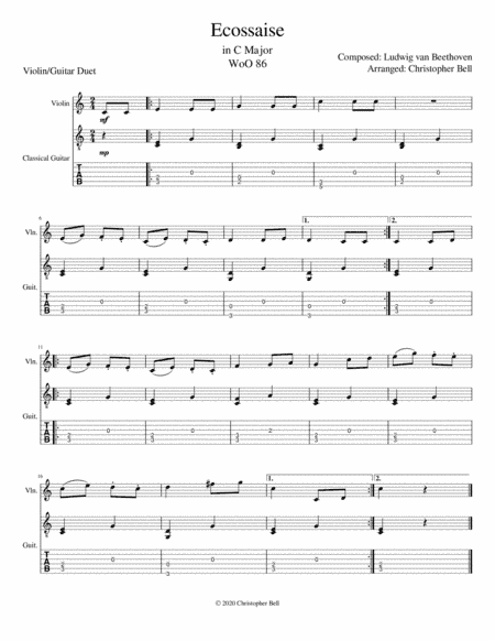 Ecossaise - Beethoven - Violin-Guitar Duet (arr. Christopher Bell)