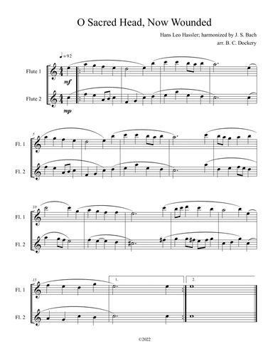 O Sacred Head, Now Wounded (Flute Duet) (arr. B. C. Dockery)