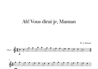 W. A. Mozart - Ah! Vous dirai-je, Maman for Oboe Solo (arr. Cadenza Editions)