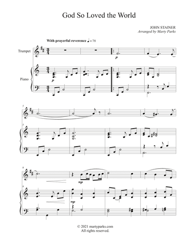 God So Loved the World (Trumpet-Piano) (arr. Marty Parks)