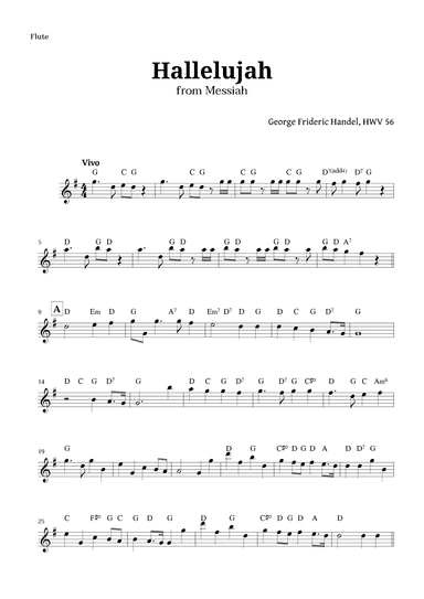 Hallelujah by Handel for Flute with Chords (arr. Langanho)