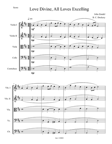 Love Divine, All Loves Excelling (String Orchestra or Quintet) (arr. B. C. Dockery)
