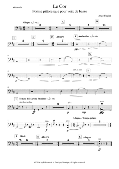 Ange Flégier: Le Cor for bass voice and orchestra, violoncello part (arr. Musik Fabrik Music Publishing)