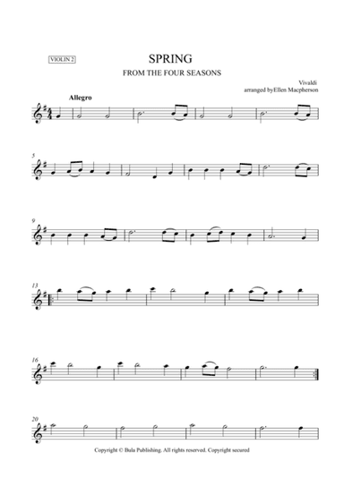 SPRING - FROM THE FOUR SEASONS - EASY STRING QUARTET MUSIC - VIOLIN 2 (arr. Ellen Macpherson)