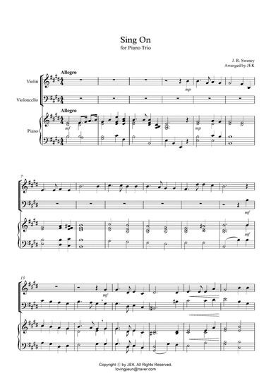 HYMN FOR PIANO TRIO - Sing On (arr. JEK)