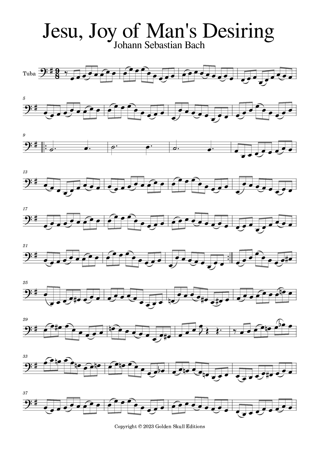 Jesu, Joy of Man's Desiring (arr. Golden Skull Editions)