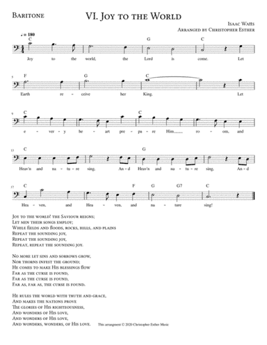 Joy to the World for Baritone Voice (arr. Christopher Esther)