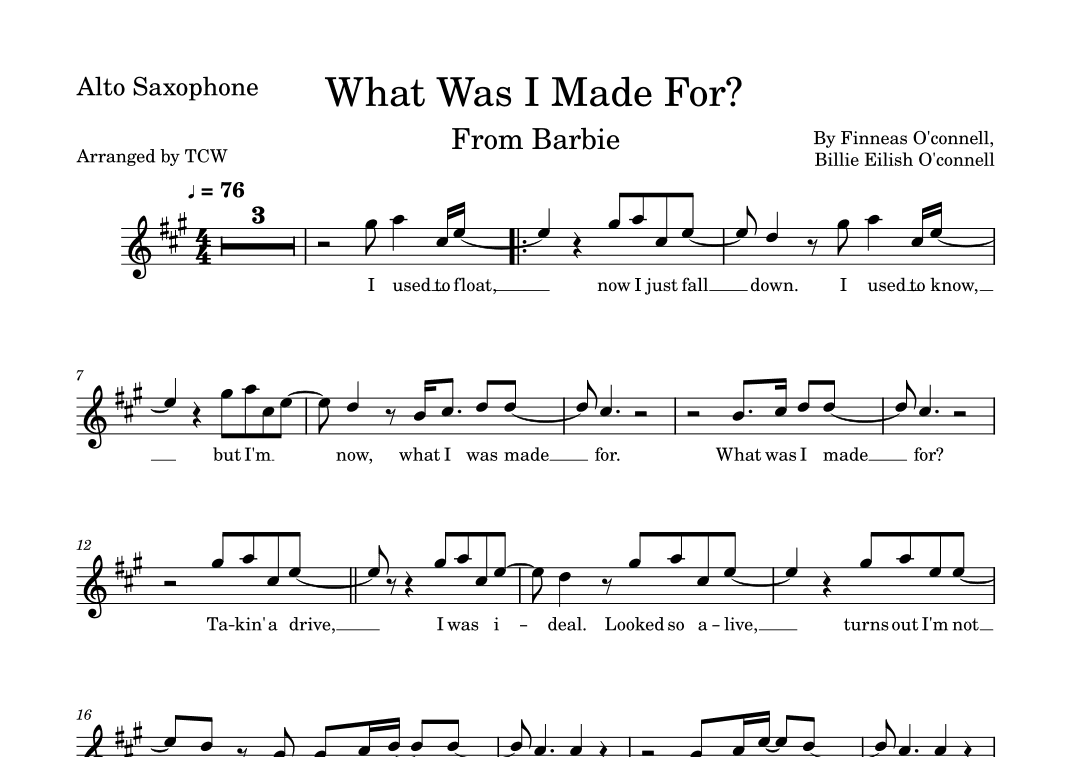 What Was I Made For? (arr. TCW)