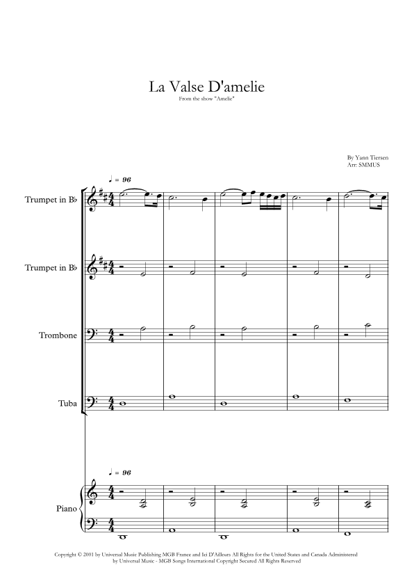 La Valse D'amelie (arr. SMMUS)