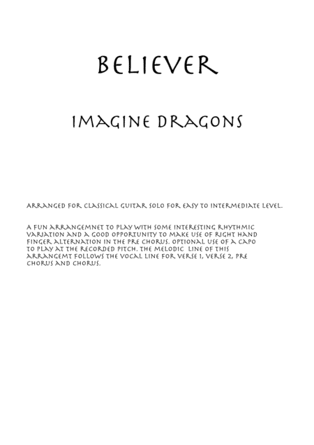 Believer (arr. Joe Niesyto)