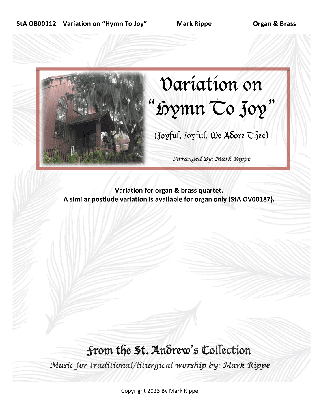 Variation on "Hymn To Joy" (Joyful, Joyful, We Adore Thee) StA OB00112 (arr. Mark Rippe)
