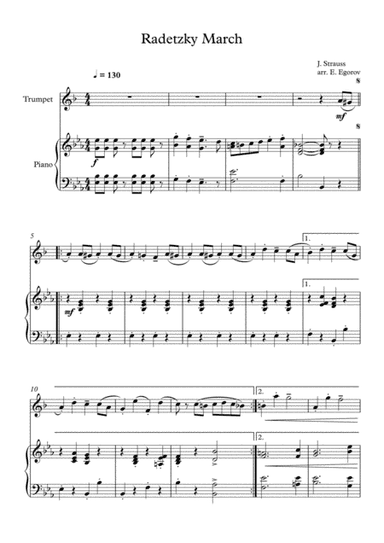Radetzky March, Johann Strauss Sr., For Trumpet & Piano (arr. Eugene Egorov)