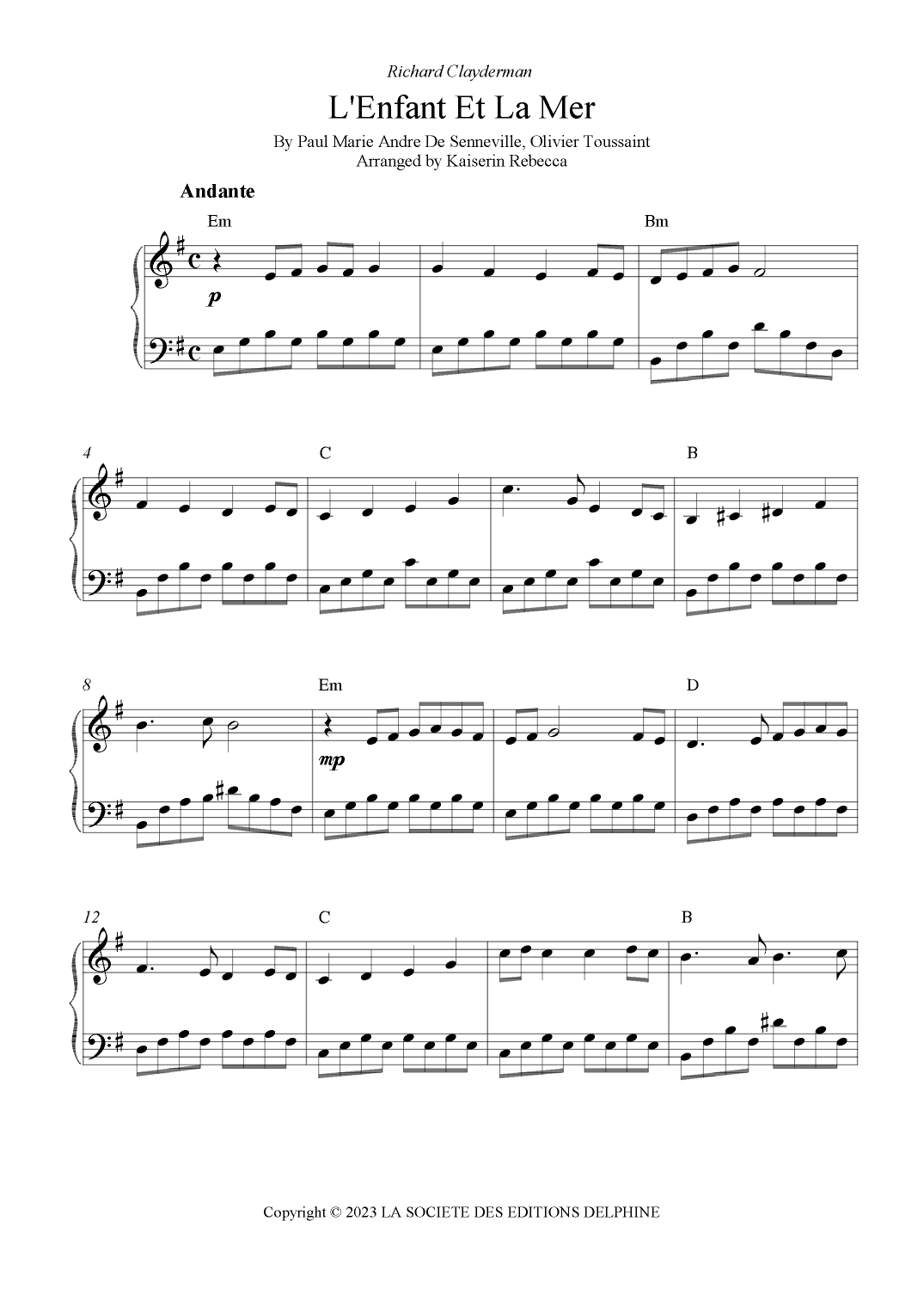 L'enfant Et La Mer (arr. Kaiserin Rebecca)