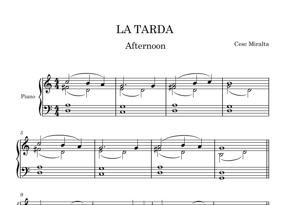 LA TARDA Pno Solo