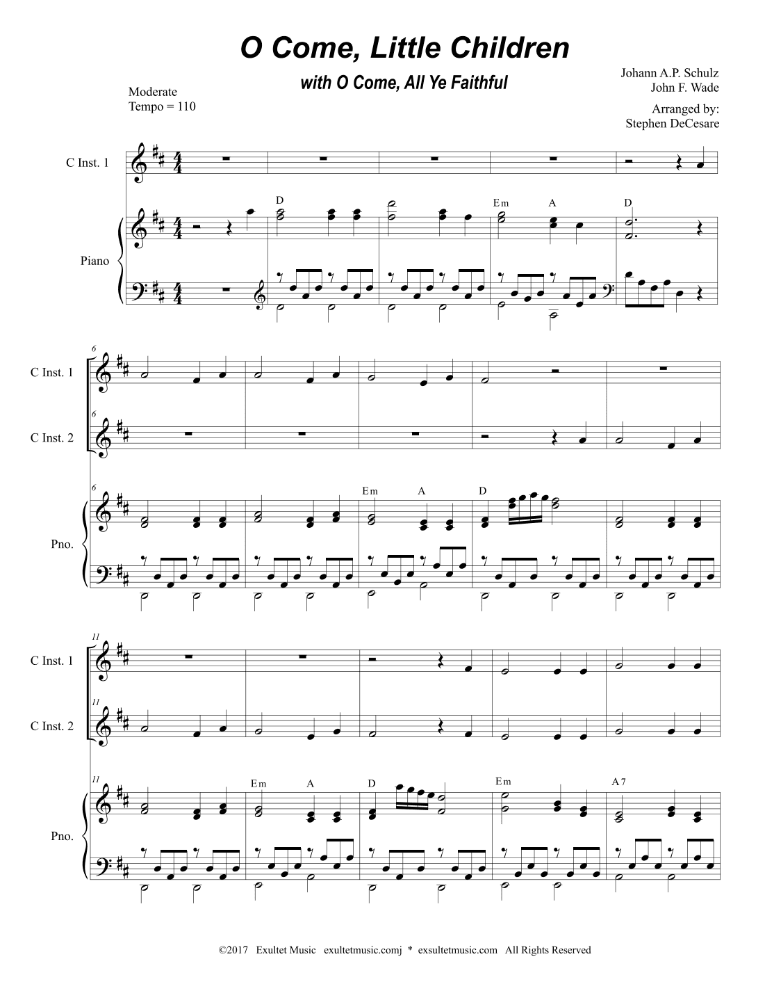 O Come, Little Children (with "O Come, All Ye Faithful") (Duet for C-Instruments) (arr. Stephen DeCesare)