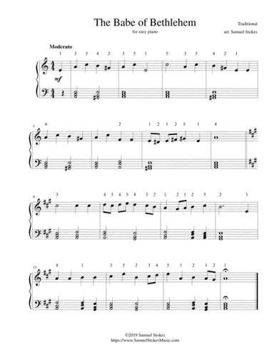 The Babe of Bethlehem (The Babe in Bethlem's Manger Laid) - for easy piano (arr. Samuel Stokes)