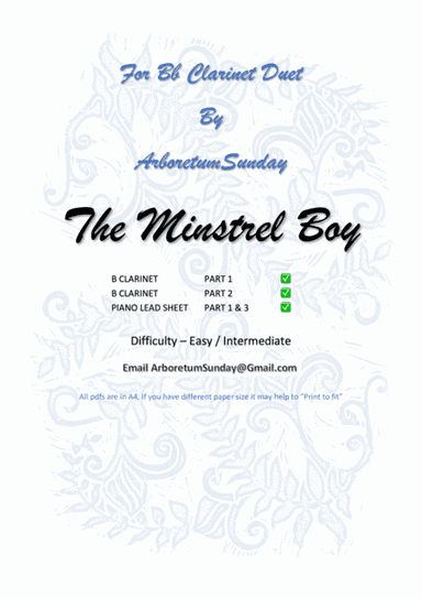 The Minstrel Boy Bb Clarinet 1&2 with Piano Acc. (arr. Bb Clarinet 1 Bb Clarinet 2 Piano)