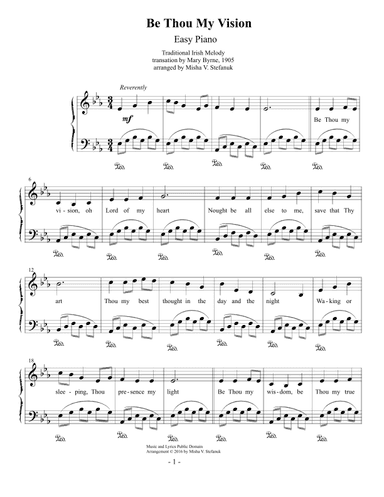 Be Thou My Vision Easy Piano (arr. Misha Stefanuk)
