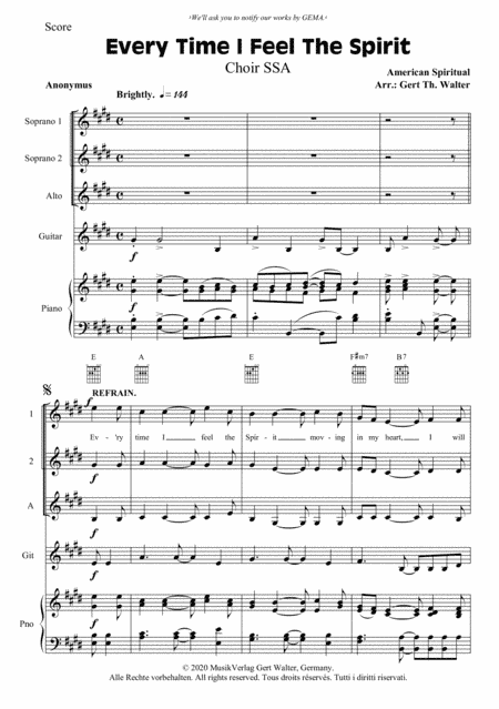Every Time I Feel The Spirit (arr. Gert Th. Walter)