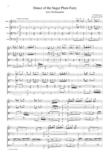 Tchaikowsky  Dance of the Sugar Plum Fairy from The Nutcracker, for string quartet, CT008 (arr. FCMUSIC)