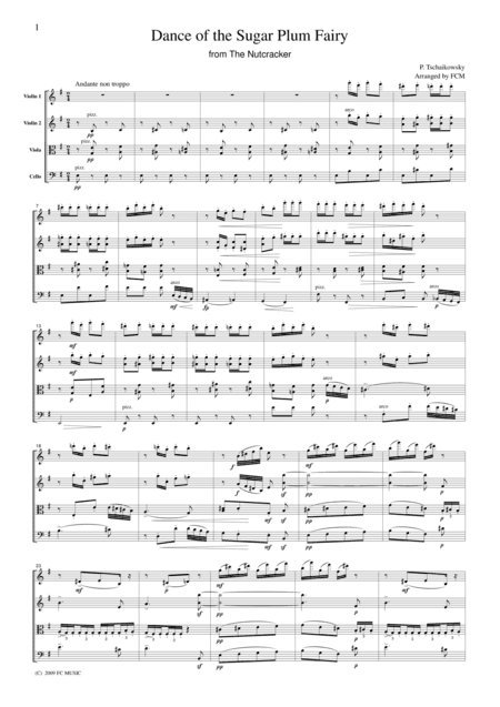 Tchaikowsky  Dance of the Sugar Plum Fairy from The Nutcracker, for string quartet, CT008 (arr. FCMUSIC)