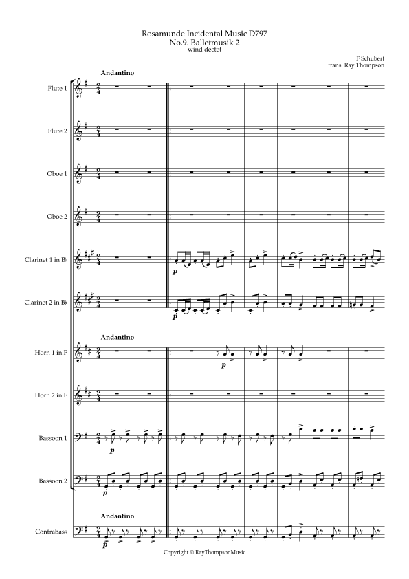 Schubert: Rosamunde Incidental Music D797  No.9. Balletmusik No.2 - wind dectet (arr. Ray Thompson)