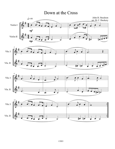 Down at the Cross (violin duet) (arr. B. C. Dockery)
