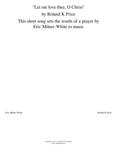 Let me love Thee O Christ
