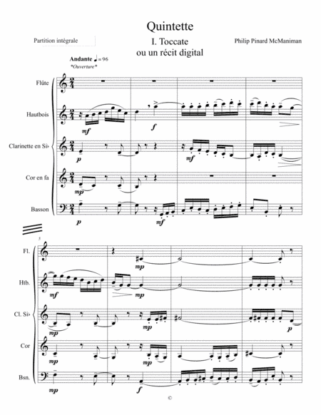 Quintette, «Toccate ou le récit digital» (Wind Quintet)