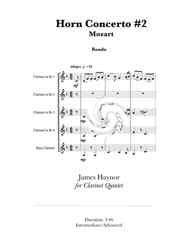 Horn Concerto #2 Finale for Clarinet Quintet (arr. James Haynor)
