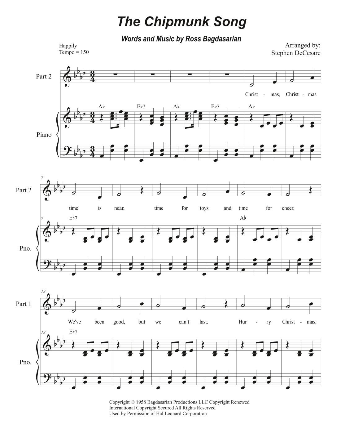 The Chipmunk Song (arr. Stephen DeCesare)