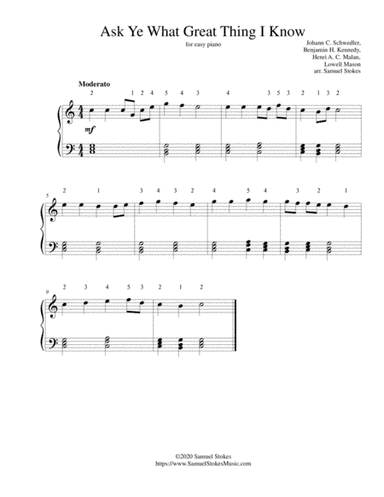 Ask Ye What Great Thing I Know - for easy piano (arr. Samuel Stokes)