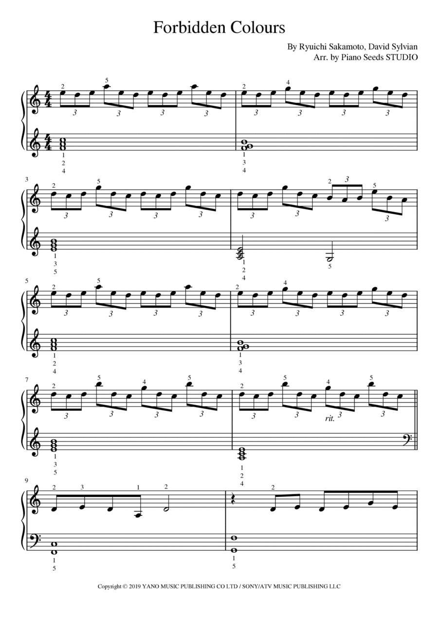 Forbidden Colours (arr. Piano Seeds STUDIO)
