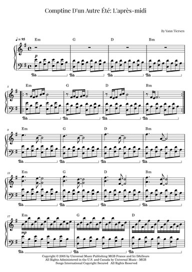 Comptine D'un Autre Été: L'après-midi (arr. Roger da Luz)